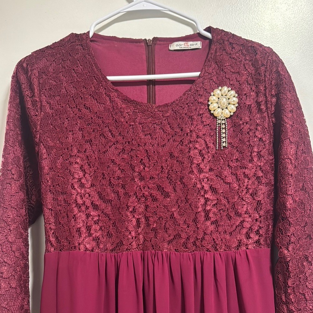 Amy Byer Red Embellished Long Sleeve Scoop Neck Sundress